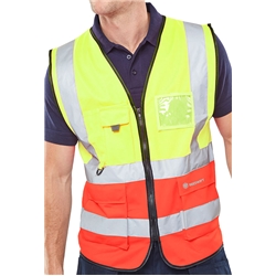 Beeswift Hi-Vis Two Tone Executive Id Vest Saturnyellow/Red S