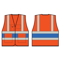 Orange Executive Vest With Royal Blue Band Xxl