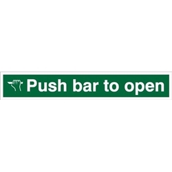 SECO Safe Procedure Safety Sign Push Bar To Open Self Adhesive Vinyl 300 x 50mm - SP127SAV300X50