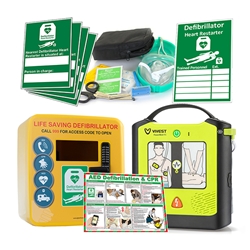 Vivest Power Beat Semi Automatic Defibrillator Outdoor Cabinet Package Green 