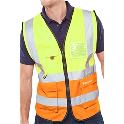 Beeswift Hi-Vis Two Tone Executive Id Vest Saturn Yellow / Orange 5Xl