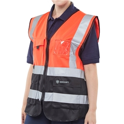 Beeswift Hi-Vis Two Tone Executive Id Vest Red/Black M