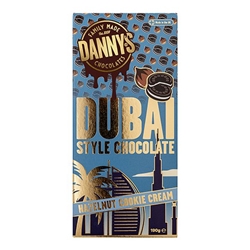 Danny's Dubai Style Hazelnut Cookie Cream Chocolate Bar 190g [Pack of 10]