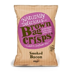 Brown Bag Crisps Smoked Bacon 150g [Pack of 10]