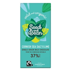 Seed&Bean 75g Rich Milk 37% with Cornish Sea Salt & Lime Org & FT [Pack of 10]
