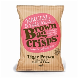Brown Bag Crisps Tiger Prawn Chilli and Lime 40g [Pack of 20]