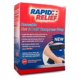 Rapid Relief Deluxe Reusable Hot/Cold Compress Wrap 9"X 13" Blue 13"