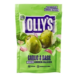 Olly's Olives The Connoisseur - Basil & Garlic Green Olives 50g [Pack of 12]