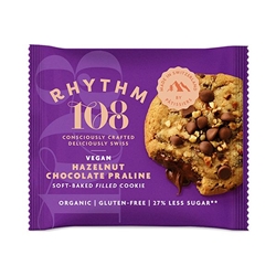 RhythMilk Choc Chip Soft Baked Cookie with a Hazelnut Ganache Filling 50g [Pack of 12]