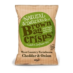 Brown Bag Crisps Cheddar and Onion 150g [Pack of 10]
