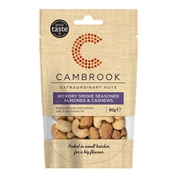 Cambrook Hickory Smoke Seasoned Almonds & Cashews 80g [Pack of 9]