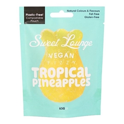 Sweet Lounge Vegan Fizzy Tropical Pineapple Pouch 65g [Pack of 10]