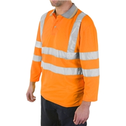 Beeswift Plant Operators Hi-Vis Three Quarter Sleeve Polo Shirt Orange S