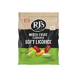 Rj's Soft Eating Mixed Fruit Licorice 280g [Pack of 12]