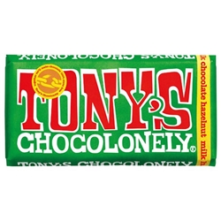 Tony's Chocolonely Milk Chocolate Hazelnut 180g [Pack of 15]