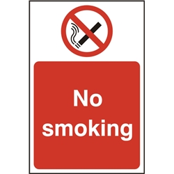 No Smoking Rigid Pvc Sign White/Red 200X300Mm