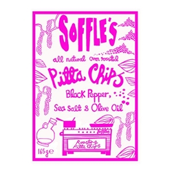 Soffle's Pitta Chips Black Pepper, Sea Salt, & Olive Oil 165g [Pack of 9]