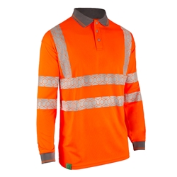 Beeswift Envirowear Hi-Vis Long Sleeve Recyclable Polo Shirt Orange 4Xl