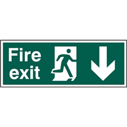 Beeswift Fire Exit Down Arrow Sign Rigid Pvc Green 400X150Mm