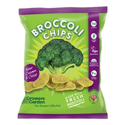 Growers Garden Broccoli Crisps with Sour Cream & Chive 24g Bag [Pack of 24]