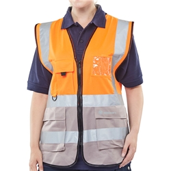 Beeswift Hi-Vis Two Tone Executive Id Vest Orange / Grey M