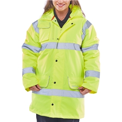 Beeswift Hi-Vis Fleece Lined Traffic Jacket Saturn Yellow Xxxl