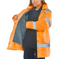 Beeswift Hi-Vis Fleece Lined Traffic Jacket Orange 5Xl