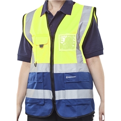 Beeswift Hi-Vis Two Tone Executive Id Vest Saturn Yellow / Navy Xxl