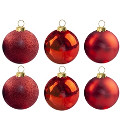 Red Christmas Baubles - Pack of 6