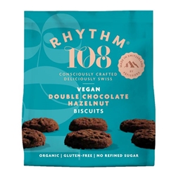 Rhythm 108 Organic Tea Biscuit - Double Chocolate Hazelnut Sharing Bag [Pack of 8]