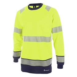 Beeswift Deltic Hi-Vis Two-Tone Long Sleeve T-Shirt Saturn Yellow / Navy Xl