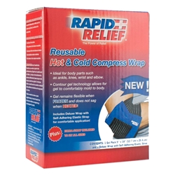 Rapid Relief Universal Reusable Hot/Cold Compress Wrap 5"X 10" Blue 10"