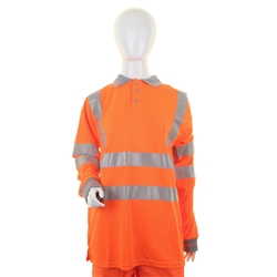 Beeswift Ladies Hi-Vis Long Sleeve Rail Spec Polo Shirt Orange Xs