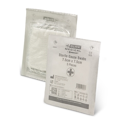 Click Medical Gauze Swabs 7.5Cm X 7.55Cm Sterile White 