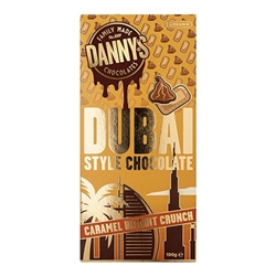 Danny's Dubai Style Caramel Biscuit Crunch Chocolate Bar 190g [Pack of 10]