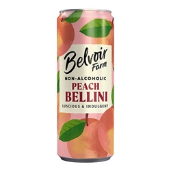 Belvoir Fruit Farm Non Alcoholic Peach Bellini Can 250ml [Pack of 12]
