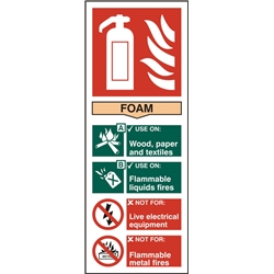 Beeswift Fire Extinguisher Foam Sign Self Adhesive White 82X202Mm
