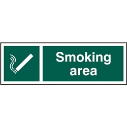 Smoking Area Rigid Pvc Sign Green 300X100Mm
