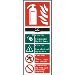 Beeswift Fire Extinguisher Co2 Sign Rigid Pvc White 82X202Mm