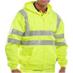 Beeswift Essential Hi-Vis Zipped Hoodie Saturn Yellow S