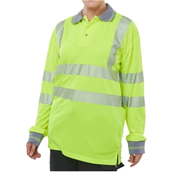 Beeswift Executive Hi-Vis Long Sleeve Polo Shirt Saturn Yellow Xl