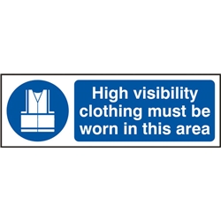 Hi Vis Clothing Must Be Worn In This Area Sign White/Blue 300X100Mm