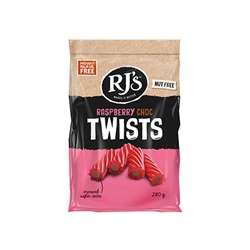 Rj's Licorice Raspberry Chocolate Twists 280g [Pack of 12]
