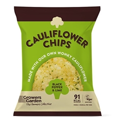 Growers Garden Cauliflower Crisps with Black Pepper & Lime 84g [Pack of 12]
