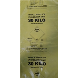 Adr Clinical Waste Bags 30Kg Yellow