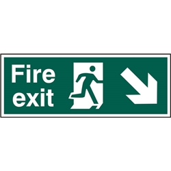 Beeswift Fire Exit Down Right Arrow Sign Rigid Pvc Green 400X150Mm