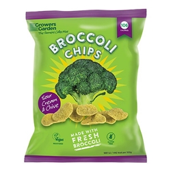 Growers Garden Broccoli Crisps with Sour Cream & Chive 84g Bag [Pack of 12]