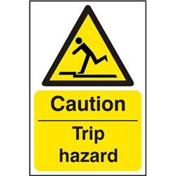 Caution Trip Hazard Sign White/Yellow 200X300Mm