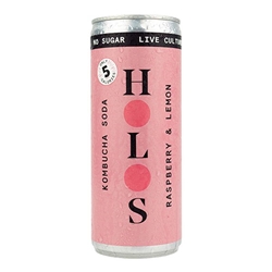 HOLOS Raspberry & Lemon Kombucha Soda 250ml [Pack of 24]