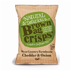 Brown Bag Crisps Cheddar and Onion 40g [Pack of 20]